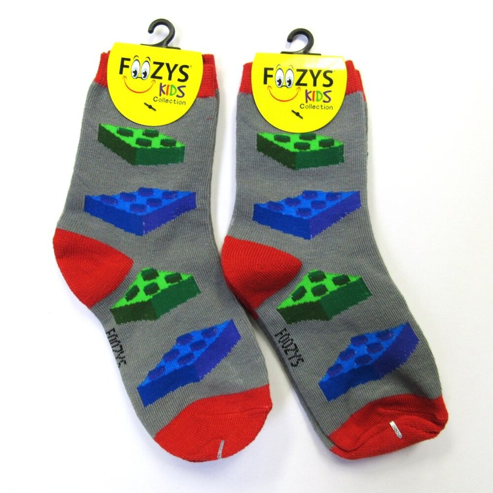 2 Pairs Foozys Kids Collection Boys Girls Unisex  Novelty Fun Socks Lego Print
